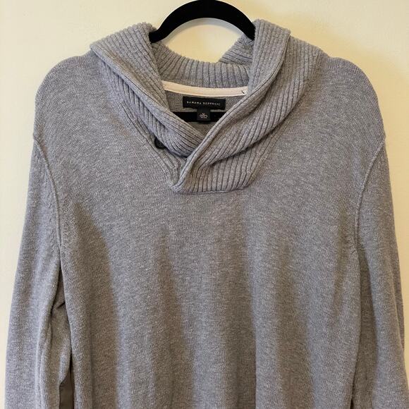 Banana Republic M cowl neck sweater gray elbow patch gorpcore grandpa cabincore - Picture 2 of 7